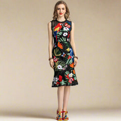 Floral Embroidered Sleeveless Dress