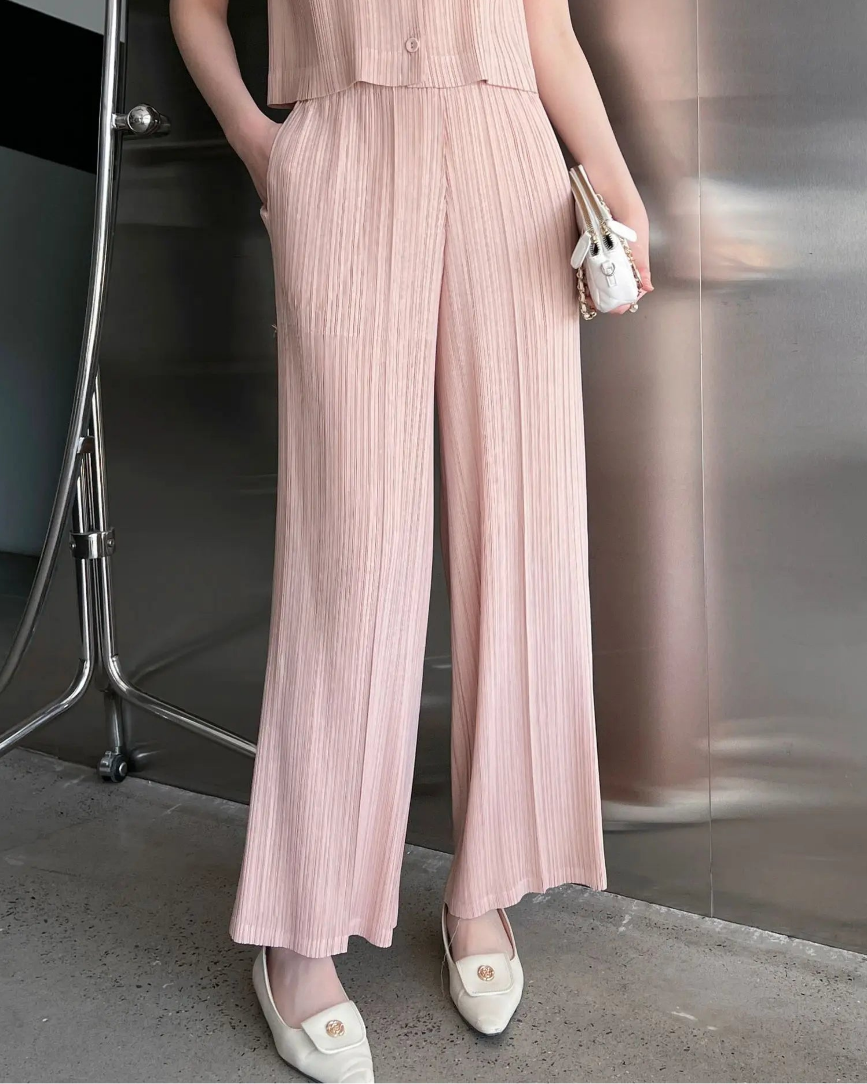 Haute Couture Plisse Straight Leg Pants - Luxury Premium Tailored Trouser Asian Fit