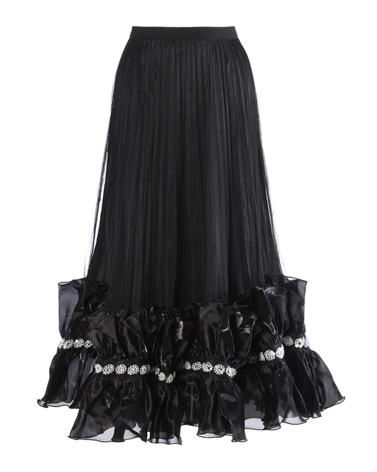 Haute Couture Ruffled Tulle Maxi Skirt