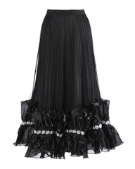 Haute Couture Ruffled Tulle Maxi Skirt