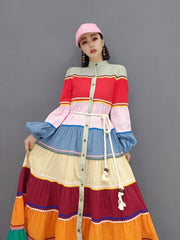 New Popular Chic Colorful Striped Dress