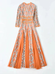 Couture Mesh Embroidery Midi Dress