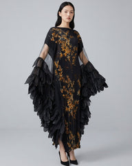 Luxury Plissé Winged Kaftan Dress