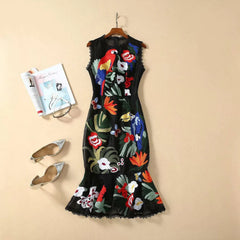 Floral Embroidered Sleeveless Dress