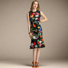 Floral Embroidered Sleeveless Dress