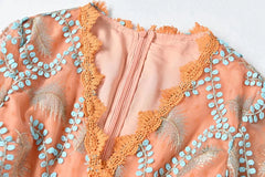 Couture Mesh Embroidery Midi Dress