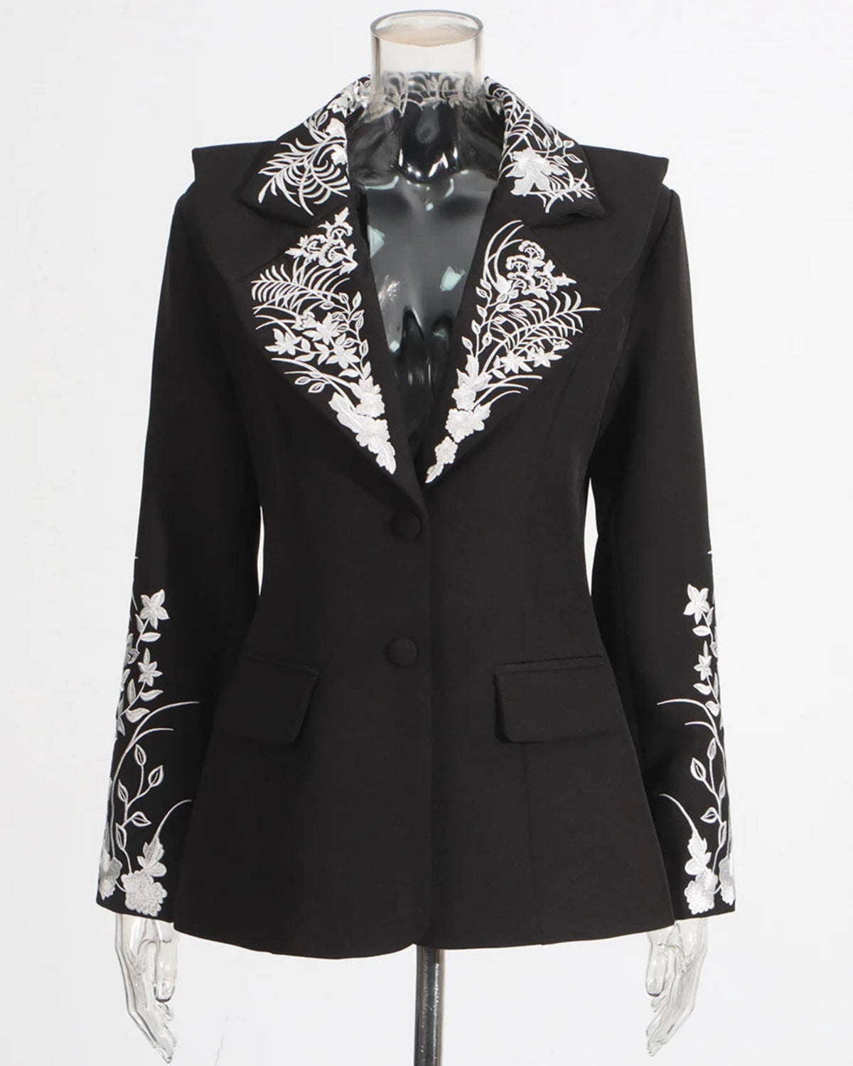 Intricate Floral Embroidered Blazer – Tailored Luxury Fit