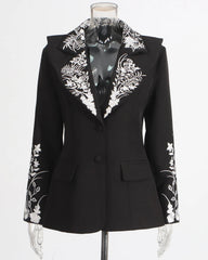 Intricate Floral Embroidered Blazer – Tailored Luxury Fit