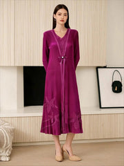 Japanese Designer Pleated Duster Dress – Travel-Friendly Maxi