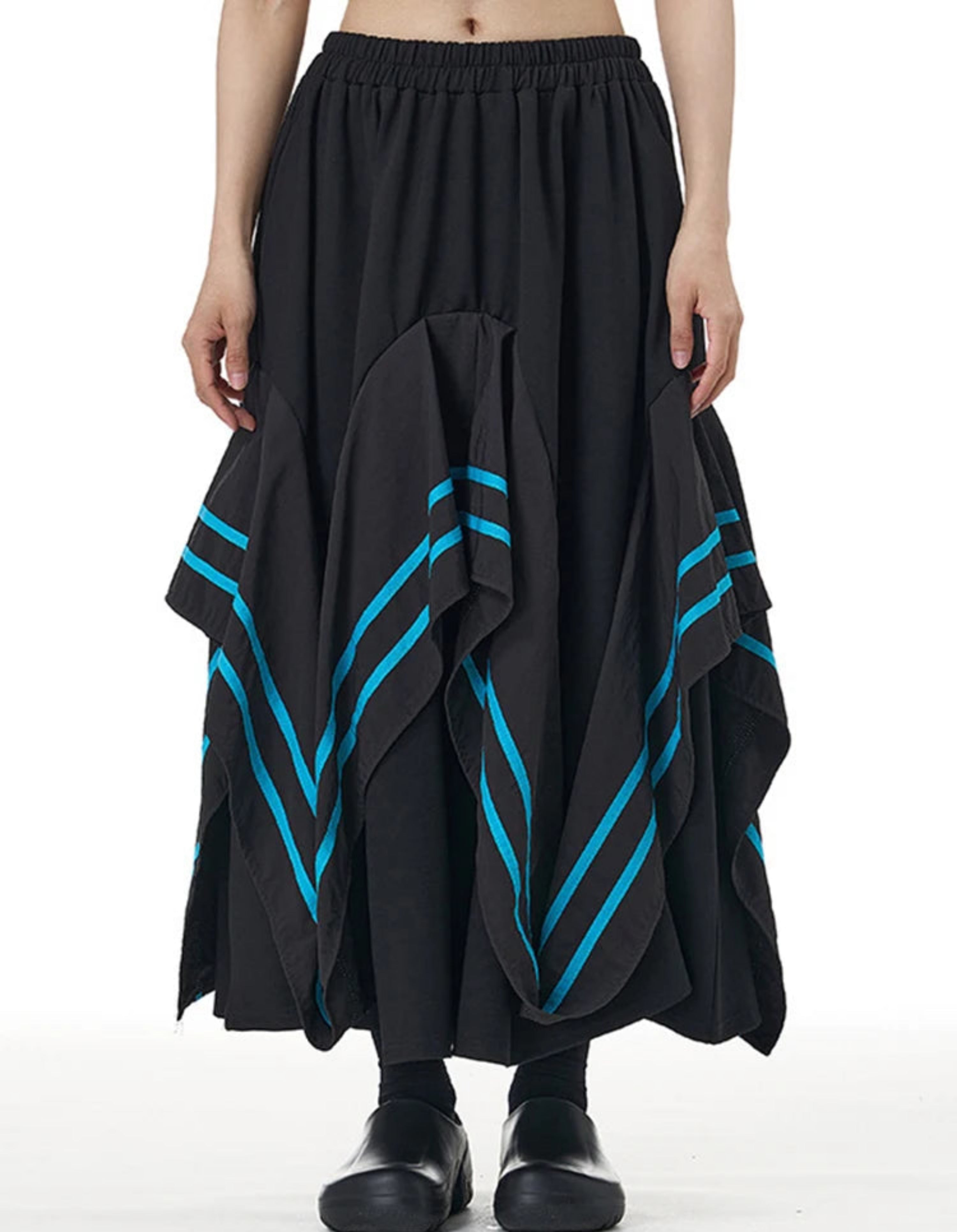 Japanese Fashion Designer Midi Skirt Women – Avant-Garde Asymmetrical Skirt – Luxury Designer Skirt – Artistic Evening Wear