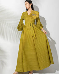 Japanese Micro-Pleated Midi Dress Floral