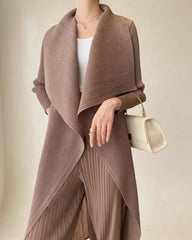 Japanese Pleated Plissé Longline Duster Cardigan