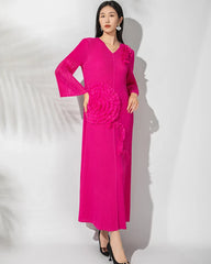 Japanese Plissé Floral Midi Dress