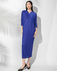 Japanese Plissé Micro-Dot Pleated Midi Dress