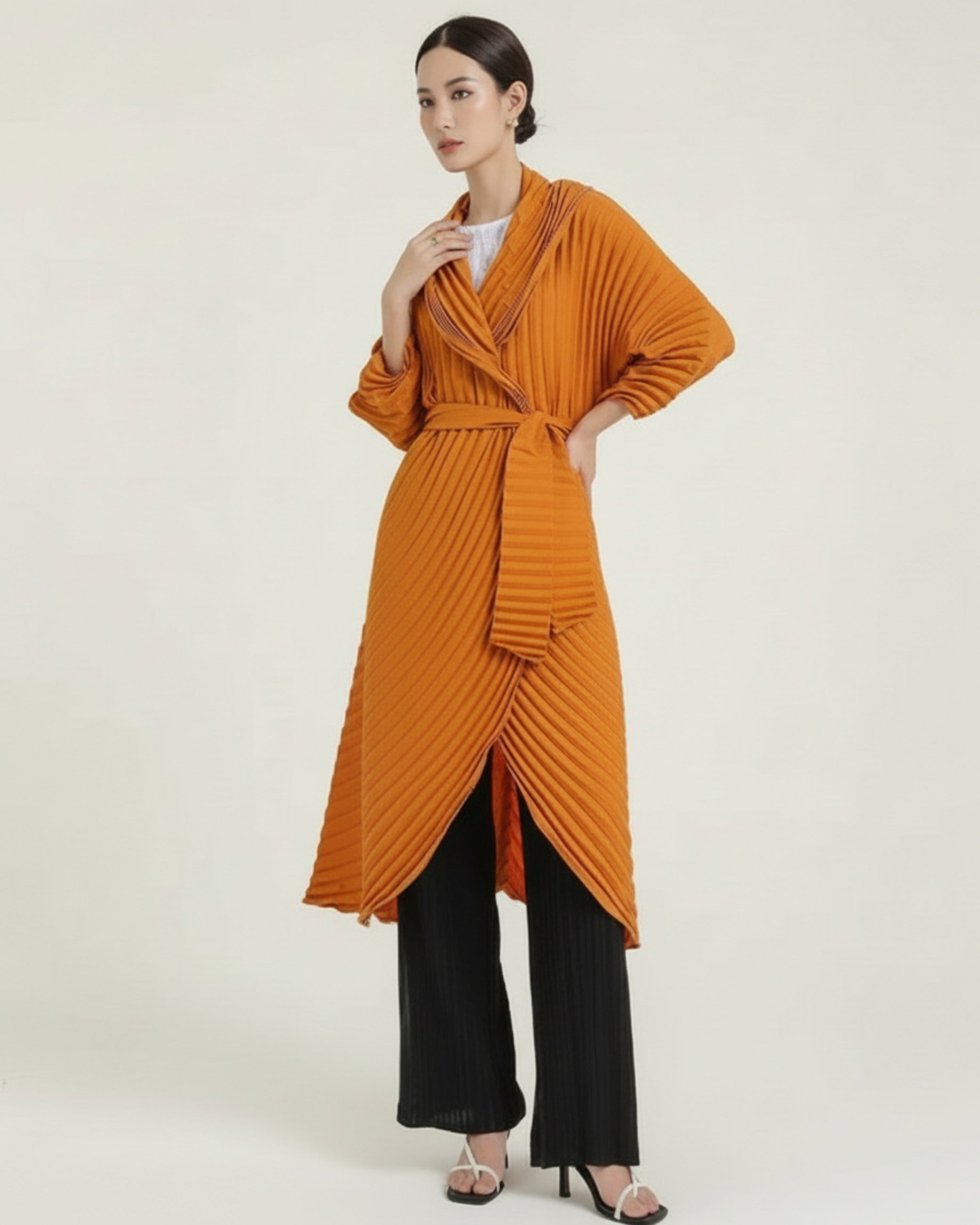 Japanese Plissé Pleated Draped Shawl Wrap Jacket