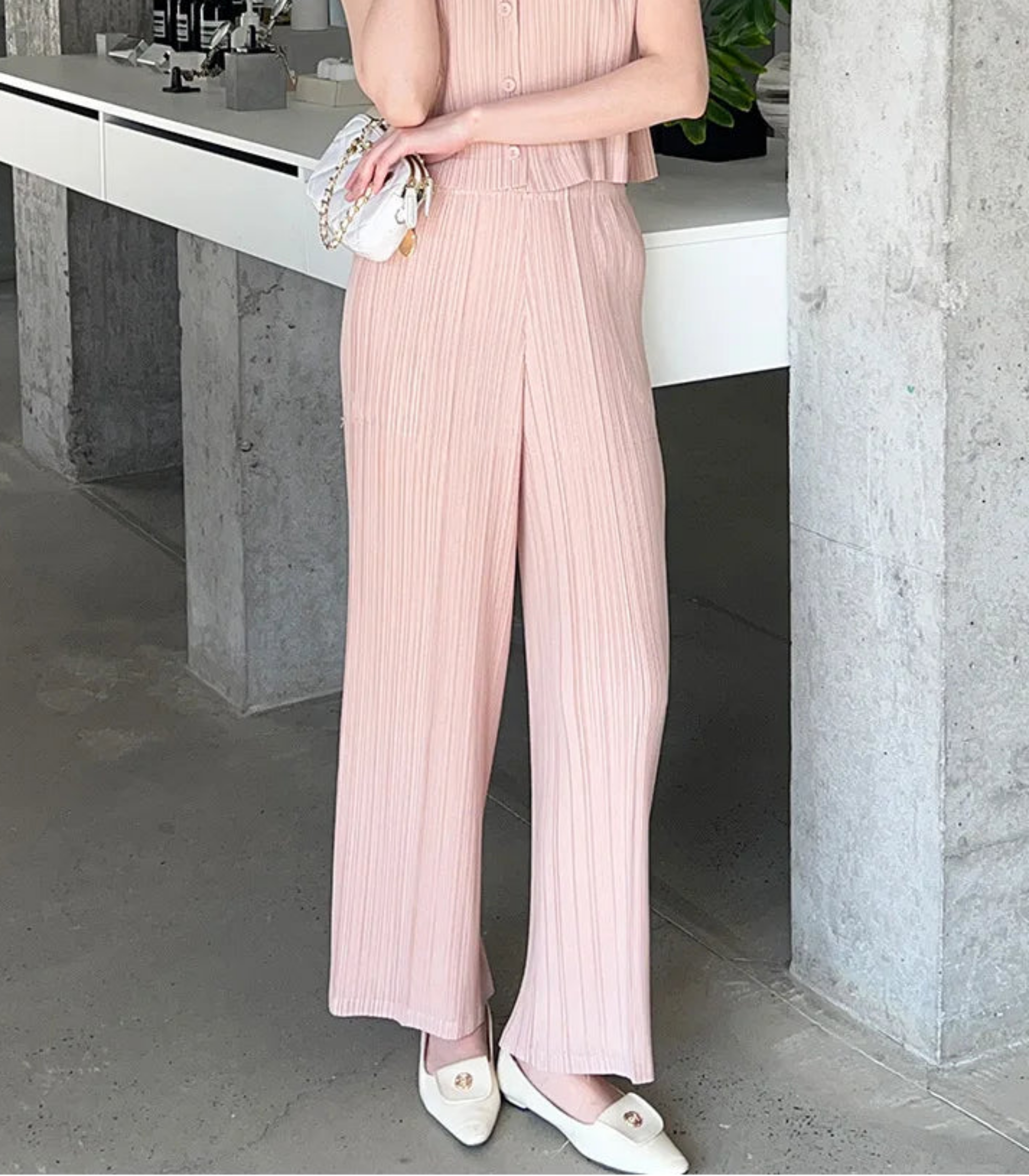 Japanese Plissé Wide-Leg Pleated Pants Designer