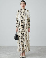Luxury Leopard Plissé Dress