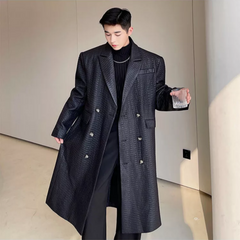 Luxe Textured Japanese Trench Coat for Men