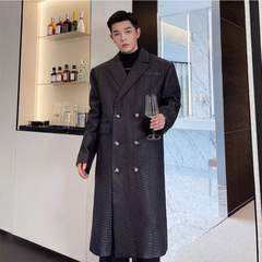 Luxe Textured Japanese Trench Coat for Men