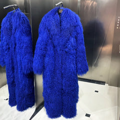 Luxurious Extra Long Curly Lamb Fur Coat