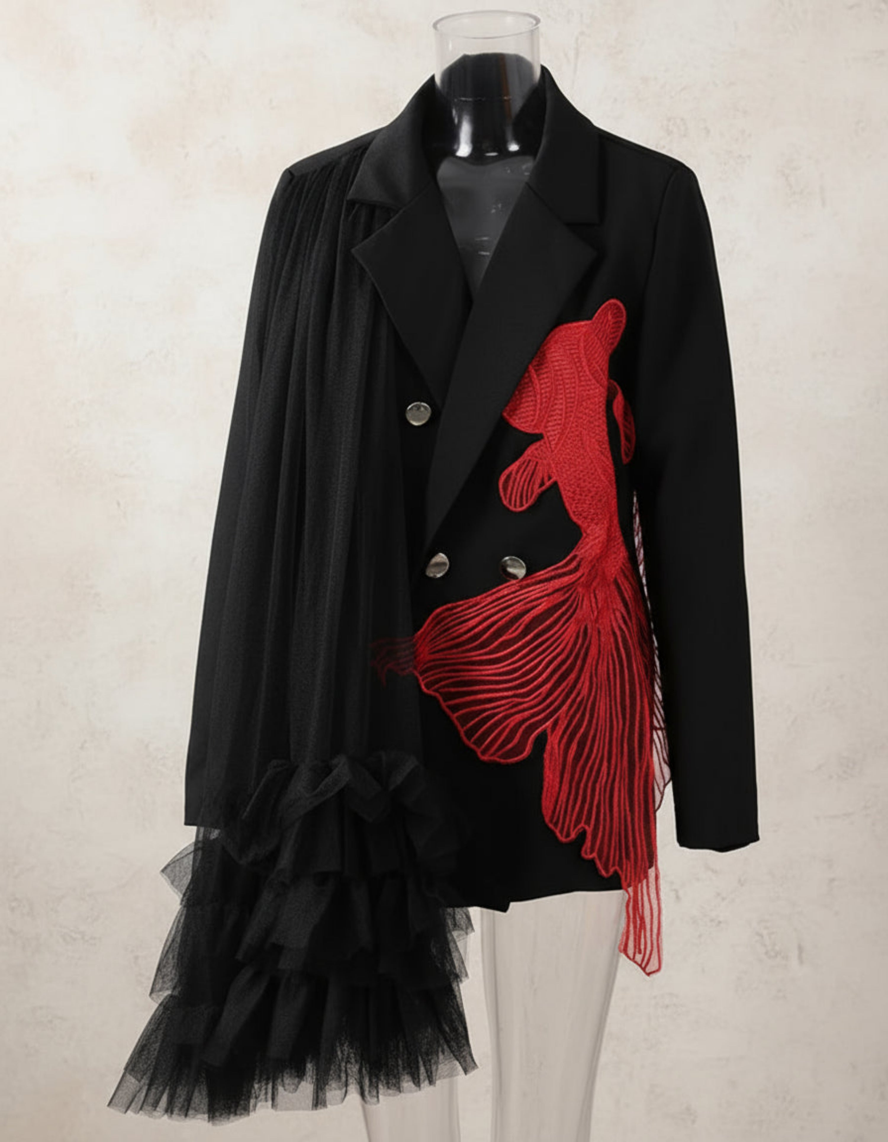 Luxurious Tulle and Embroidered Blazer