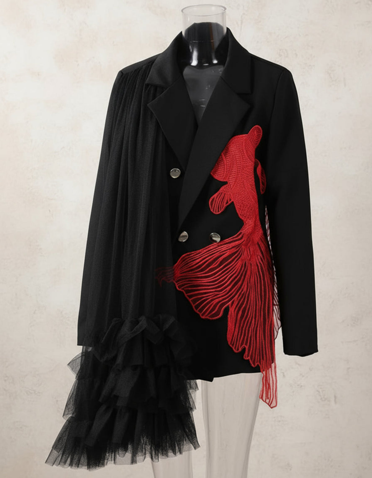 Luxurious Tulle and Embroidered Blazer