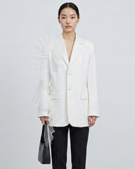Luxury Asymmetric Ruffle Blazer
