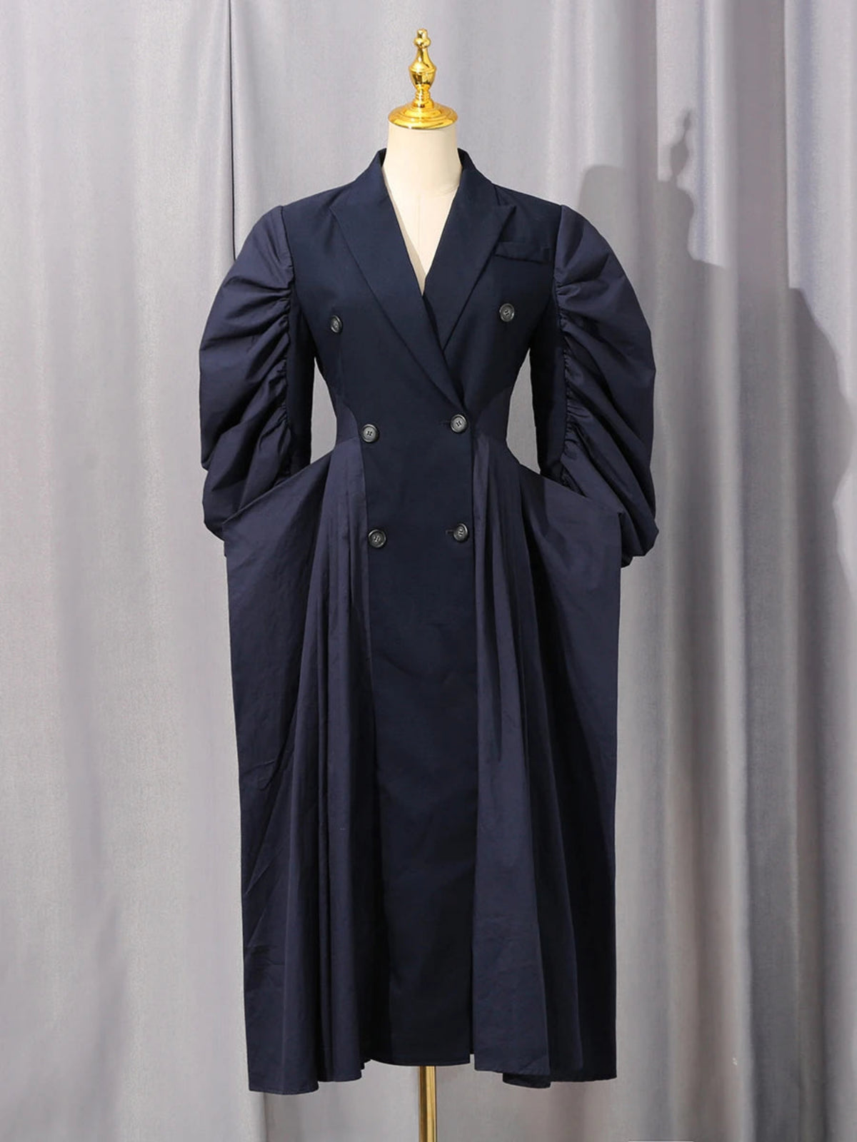 Luxury Balloon-Sleeves Longline Coat