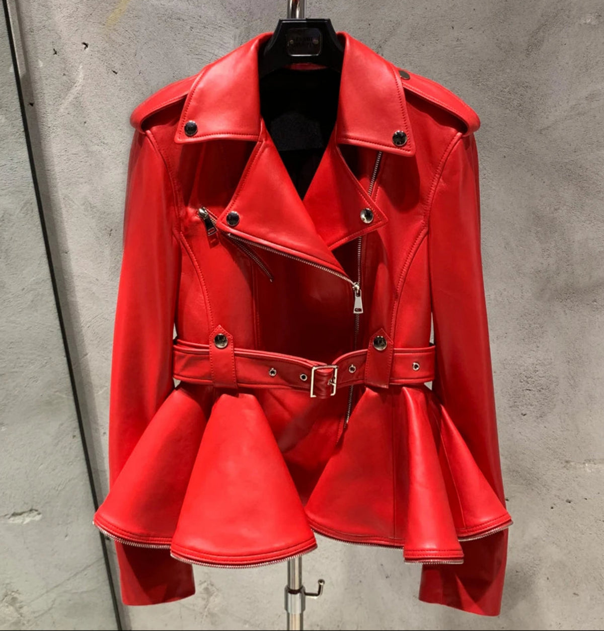 Luxury Sheepskin Peplum Jacket