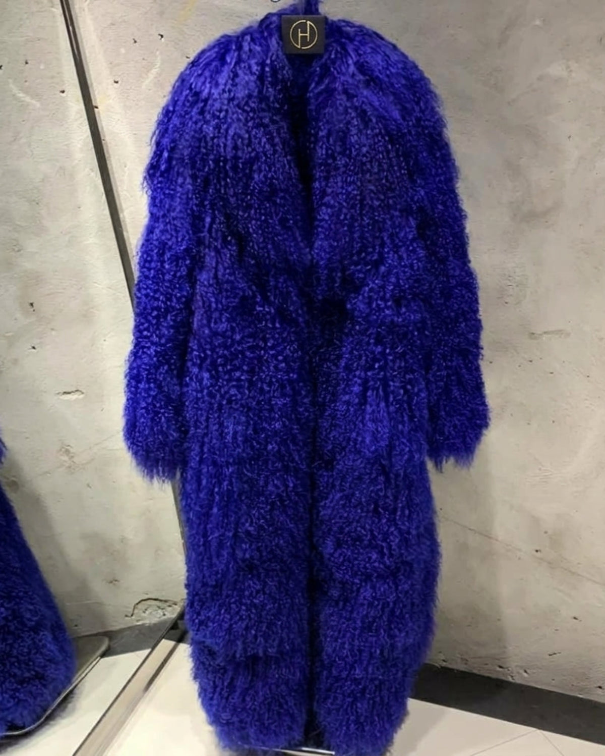 Luxury Full-Length Curly Lambskin Coat