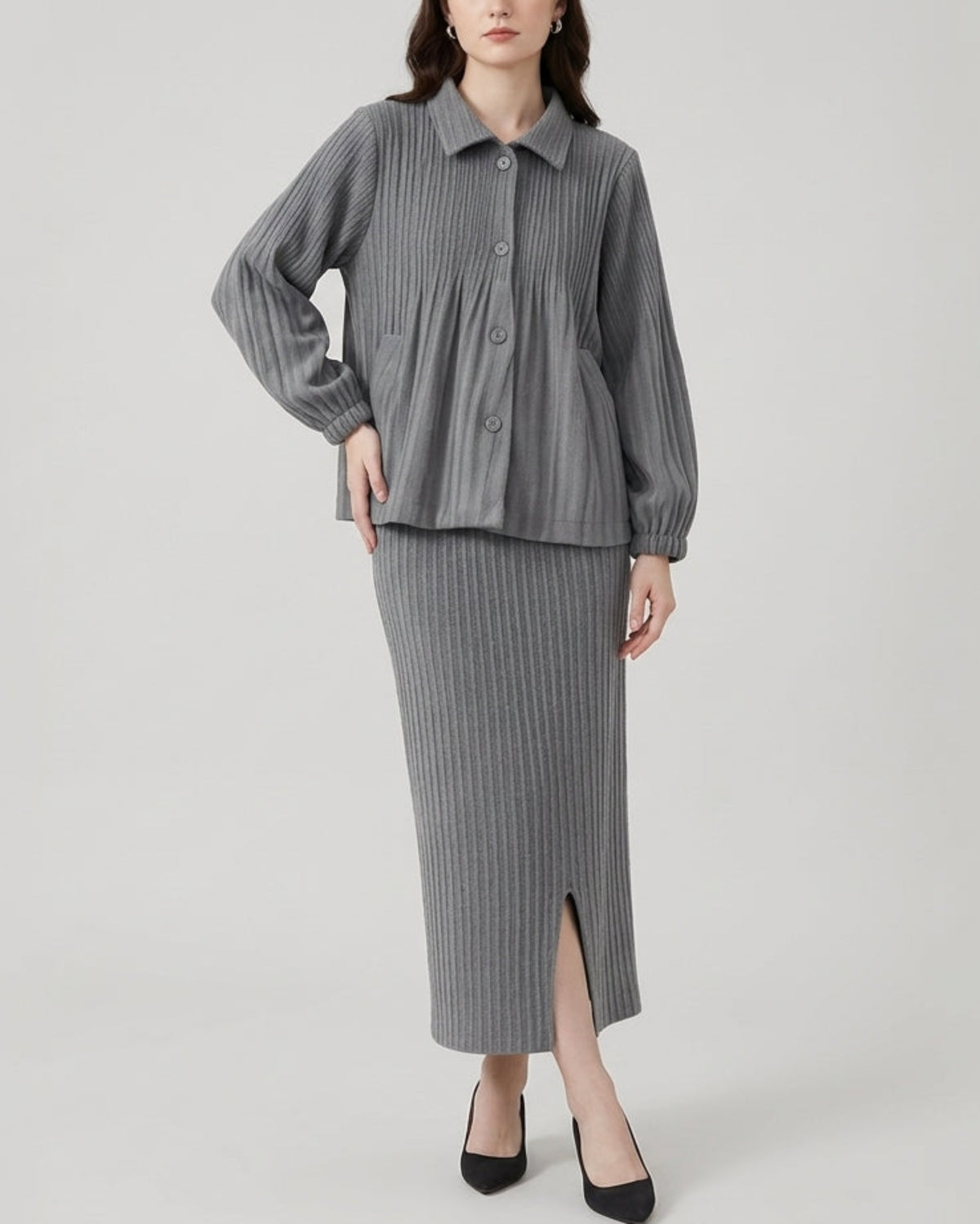 Luxury Heavyweight Pleated Skirt Set