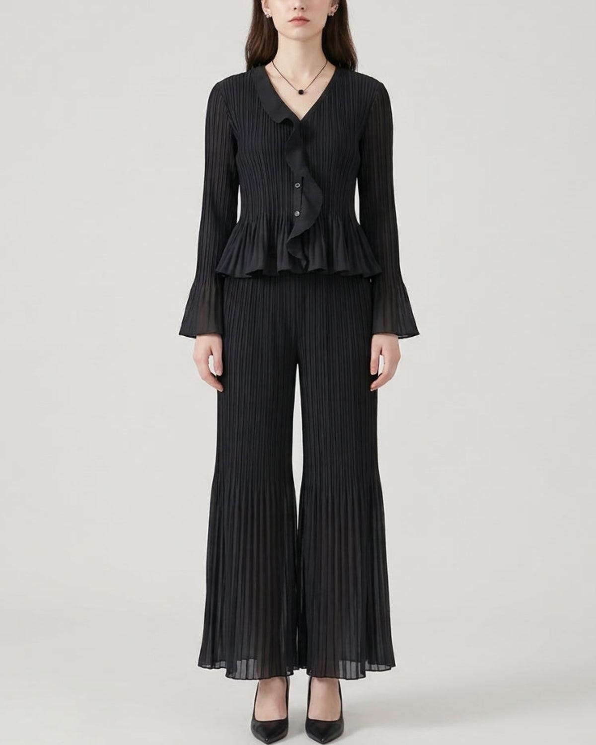 Luxury Plisse Palazzo Trousers Set
