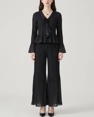 Luxury Plisse Palazzo Trousers Set