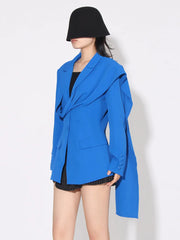 Luxury Draped Scarf Blazer