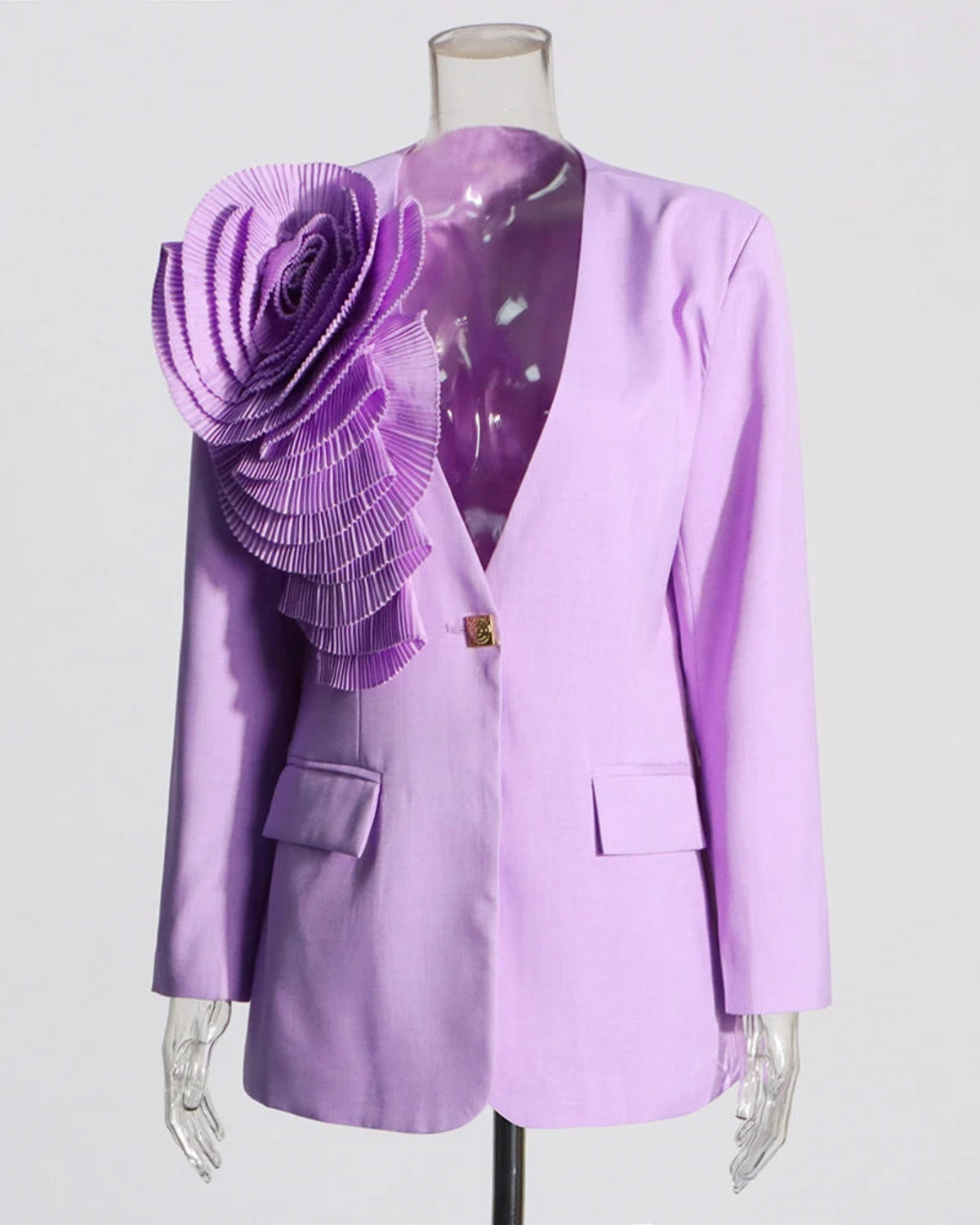 Luxury 3D Flower Shoulder Blazer – Designer Evening Wear