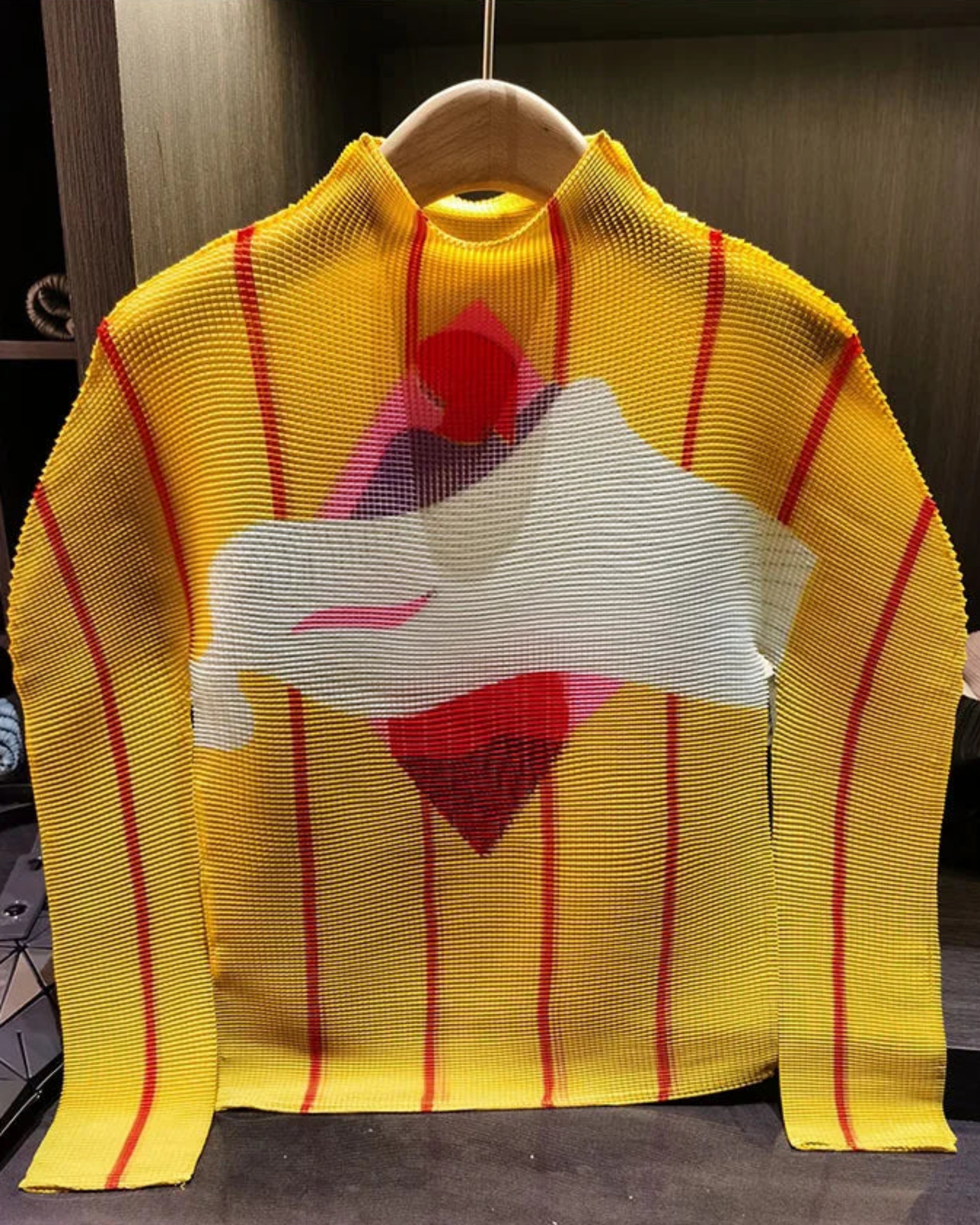 Luxury Abstract Plissé Top