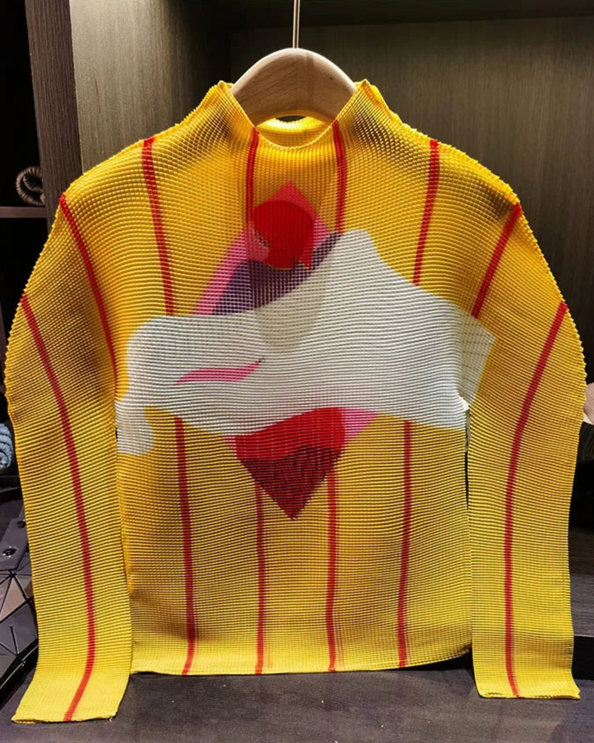 Luxury Abstract Plissé Top