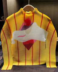 Luxury Abstract Plissé Top
