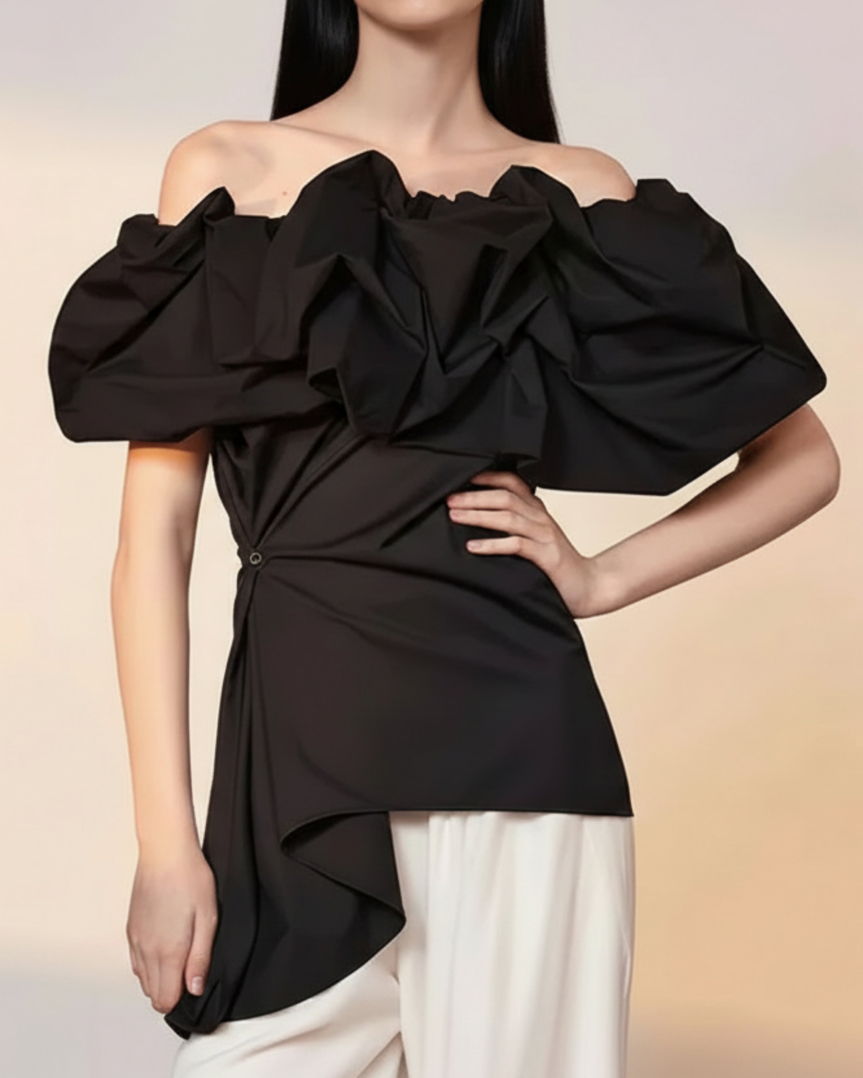 Luxury Asymmetrical Off-Shoulder Top