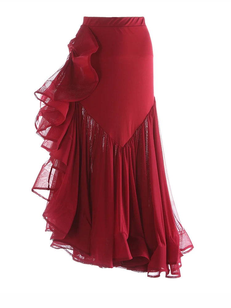 Long Asymmetrical Ruffles Luxury Asymmetrical Ruffle Skirt – HEYFANCYSTYLE
