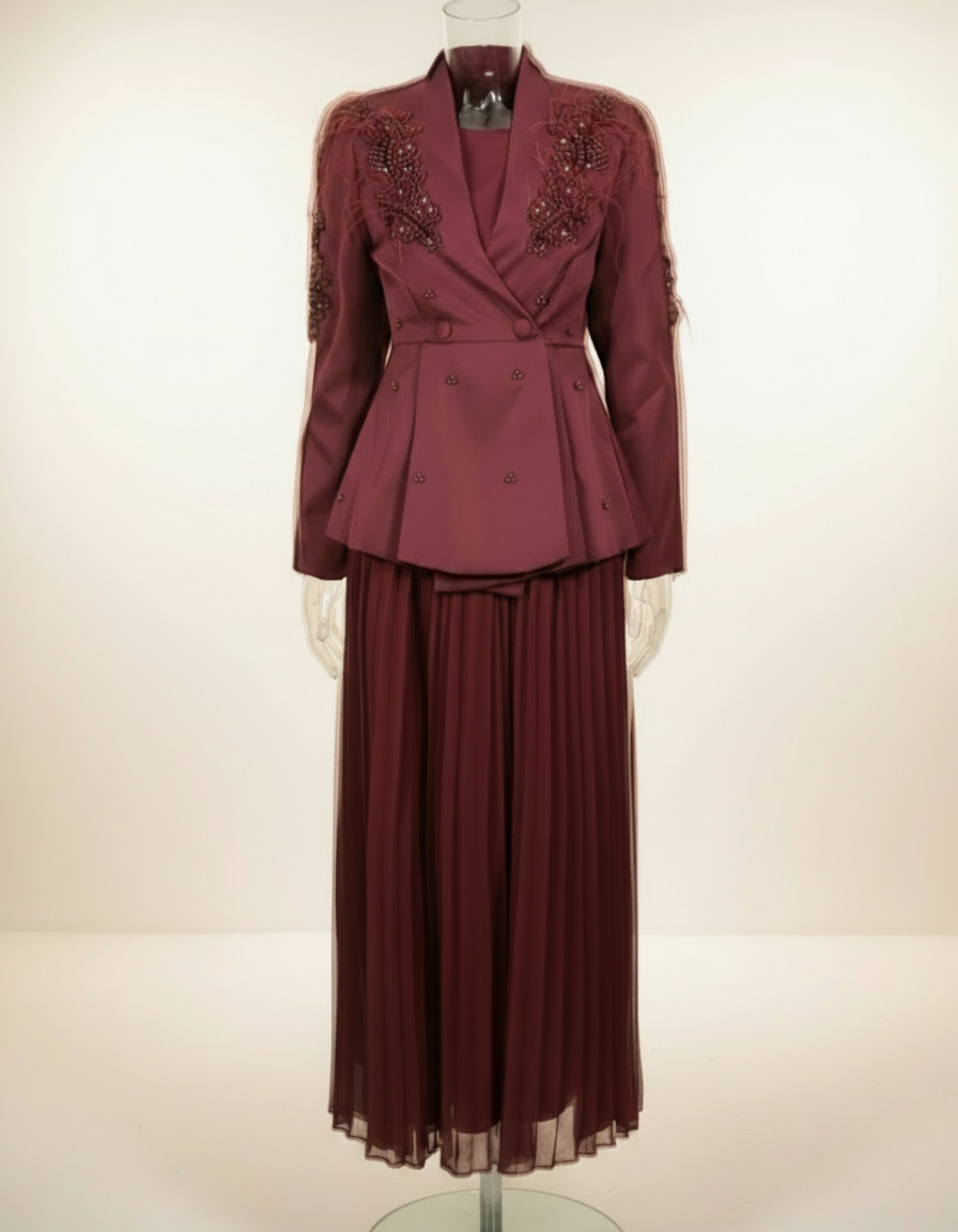 Luxury Beaded Blazer Set – Formal Evening Two-Piece