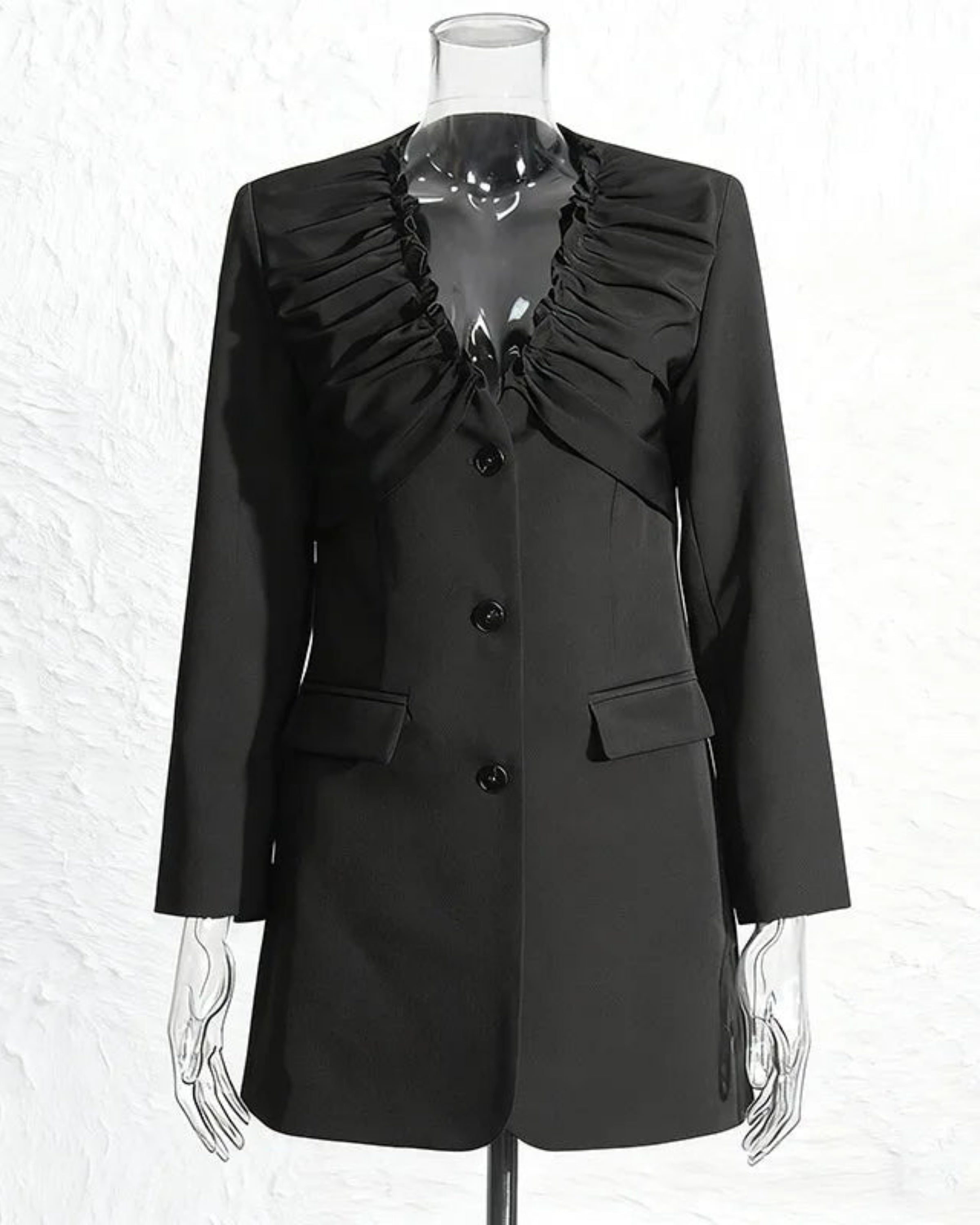 Luxury Collarless Ruched Blazer