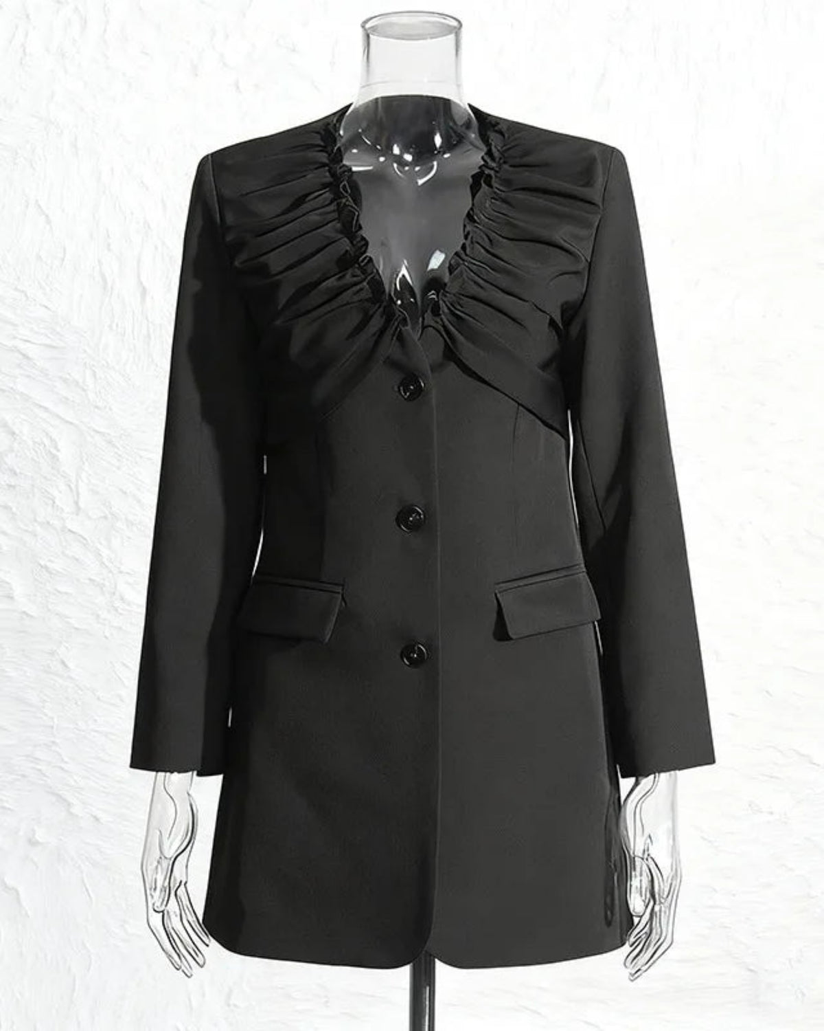 Luxury Collarless Ruched Blazer