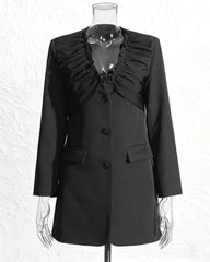 Luxury Collarless Ruched Blazer