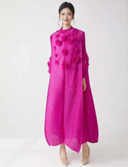 Luxury Cruise Dress With Sleeves - Japanese Pleats Plissé Gown