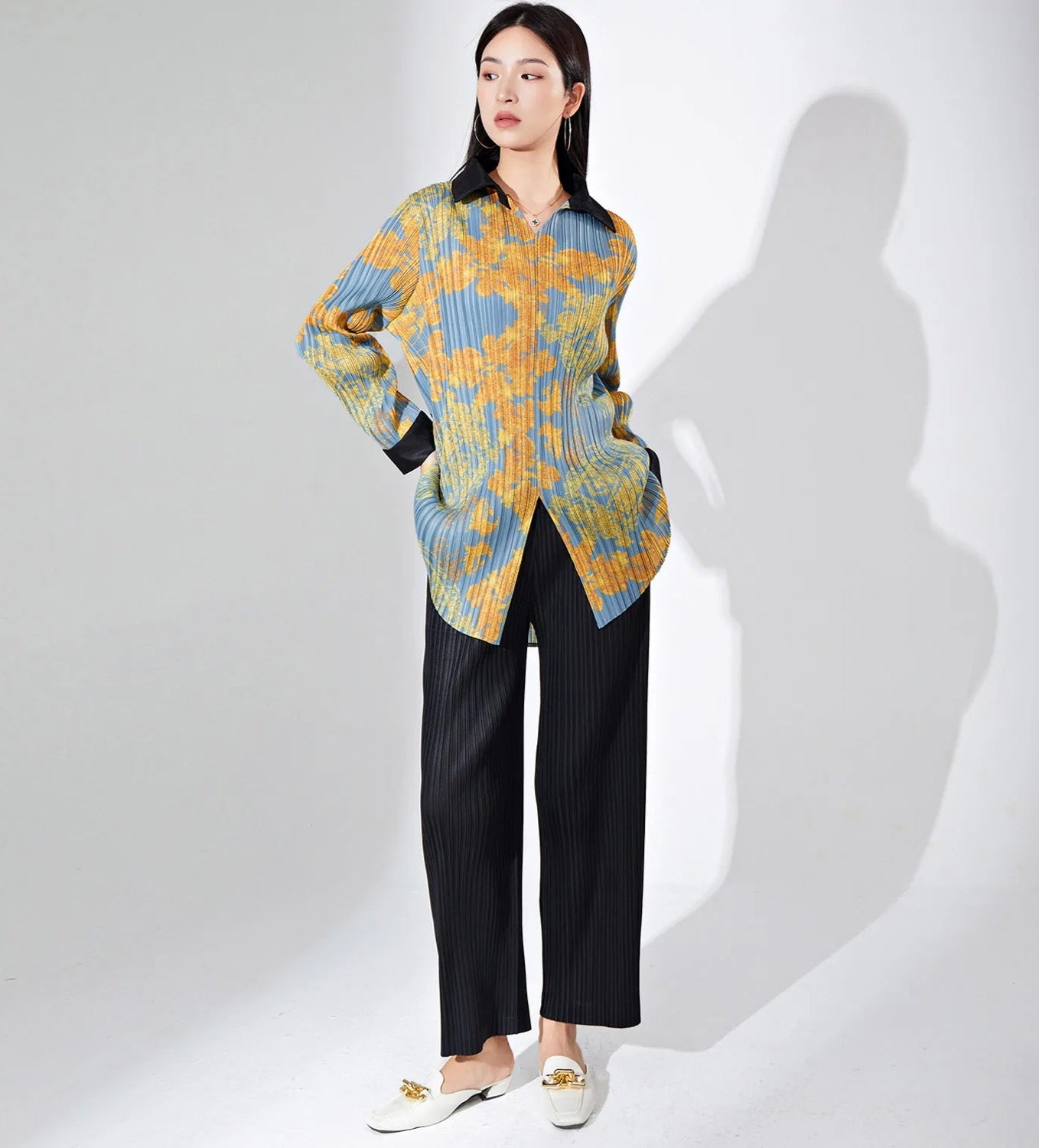 Luxury Cruise Resort Vacation Wear Japanese Pleats Plissé Pant Set
