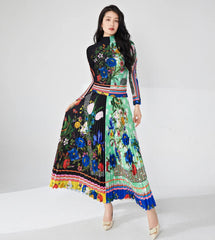 Luxury Cruise Ship Formal Pleated Top and Skirt Set