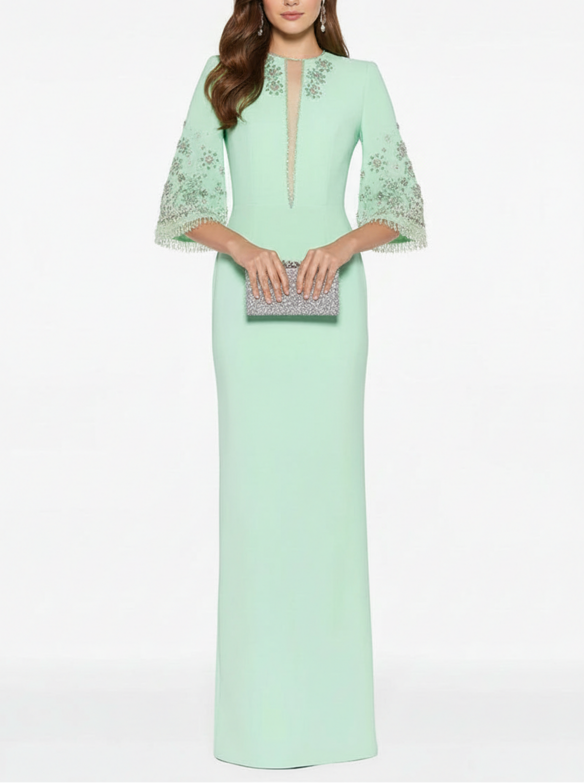 Luxury Crystal Column Dress Gala Evening Women