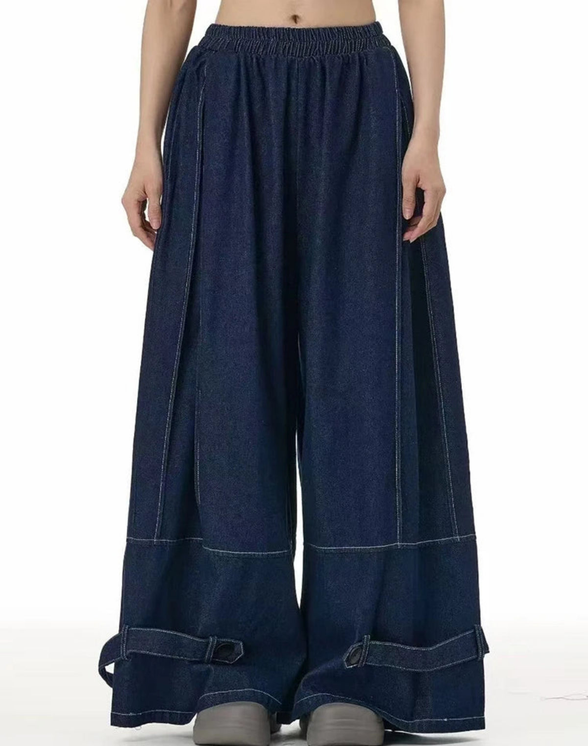 Luxury Denim Wide-Leg Pants Sculpted Silhouette Women