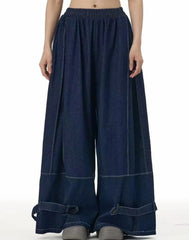 Luxury Denim Wide-Leg Pants Sculpted Silhouette Women